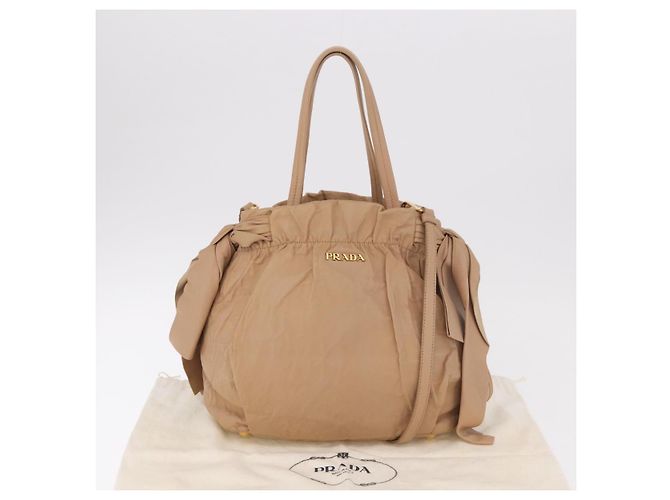 PRADA Tote Bag Canvas Leather 2way Beige Gold - vista 12