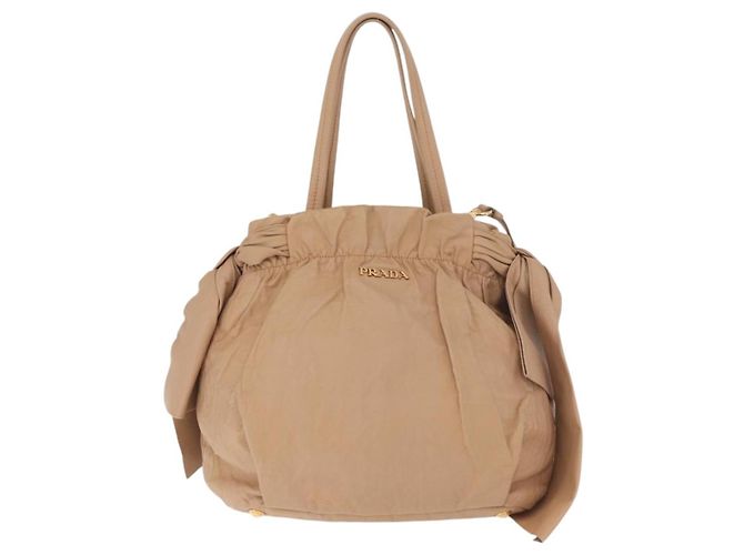 PRADA Tote Bag Canvas Leather 2way Beige Gold - vista 13