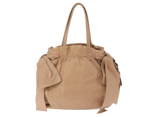 PRADA Tote Bag Canvas Leather 2way Beige Gold - vista 2