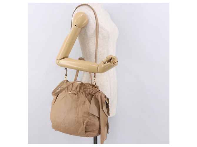 PRADA Tote Bag Canvas Leather 2way Beige Gold - vista 25