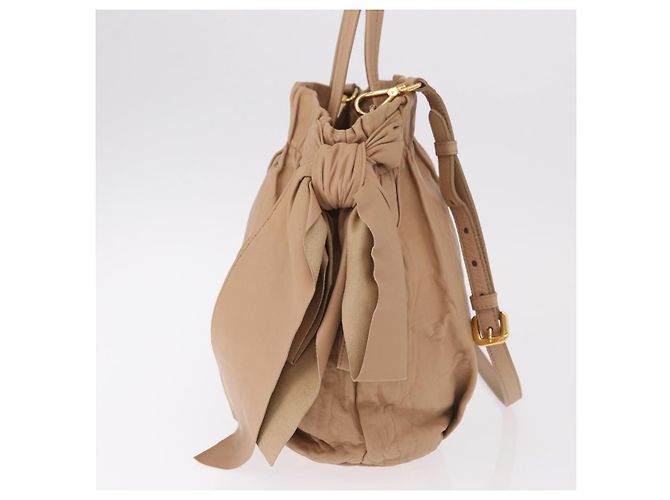 PRADA Tote Bag Canvas Leather 2way Beige Gold - vista 4