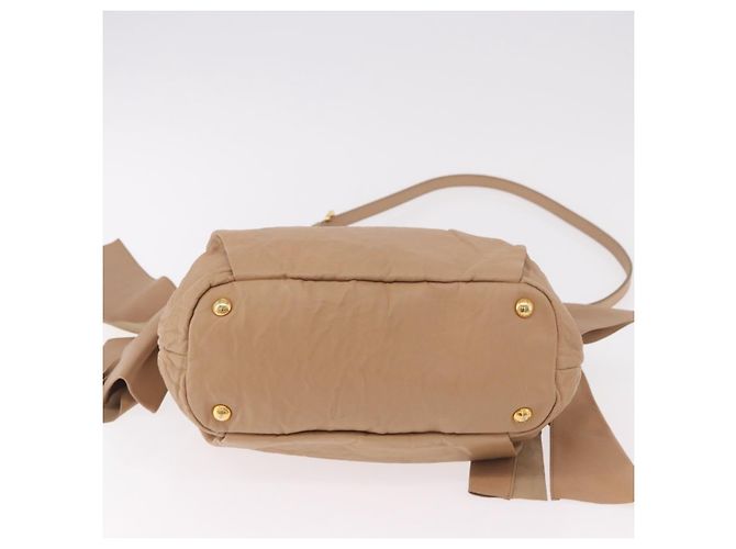 PRADA Tote Bag Canvas Leather 2way Beige Gold - vista 5