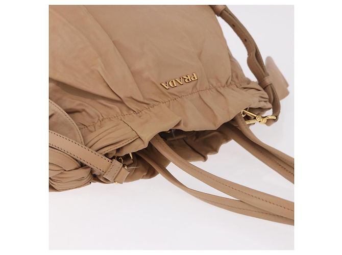 PRADA Tote Bag Canvas Leather 2way Beige Gold - vista 6