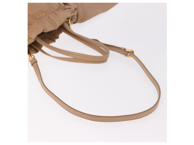PRADA Tote Bag Canvas Leather 2way Beige Gold - vista 8