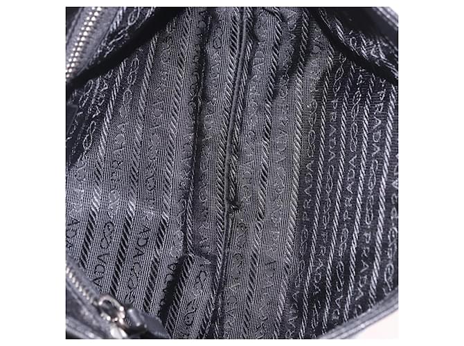 PRADA Chain Shoulder Bag Leather Black Silver - vista 10