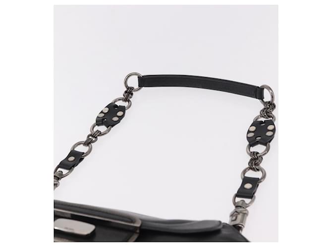 PRADA Chain Shoulder Bag Leather Black Silver - vista 14