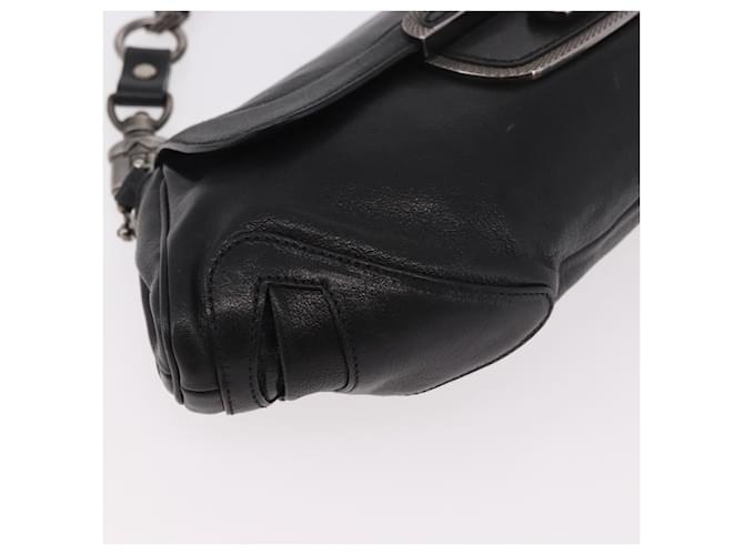 PRADA Chain Shoulder Bag Leather Black Silver - vista 15