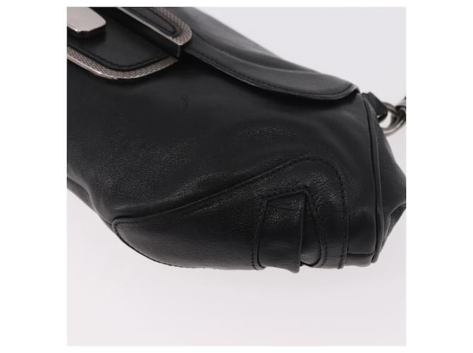 PRADA Chain Shoulder Bag Leather Black Silver - vista 16