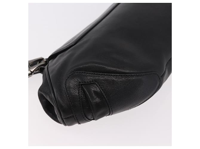 PRADA Chain Shoulder Bag Leather Black Silver - vista 17
