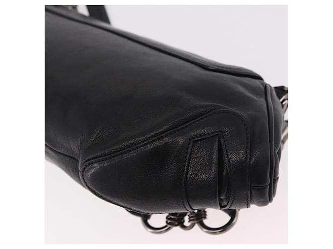 PRADA Chain Shoulder Bag Leather Black Silver - vista 18