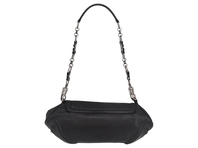 PRADA Chain Shoulder Bag Leather Black Silver - vista 2