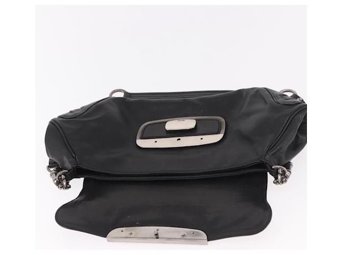 PRADA Chain Shoulder Bag Leather Black Silver - vista 20