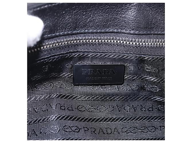 PRADA Chain Shoulder Bag Leather Black Silver - vista 21