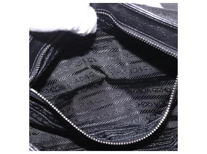 PRADA Chain Shoulder Bag Leather Black Silver - vista 25