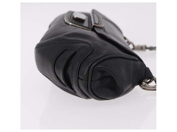 PRADA Chain Shoulder Bag Leather Black Silver - vista 3
