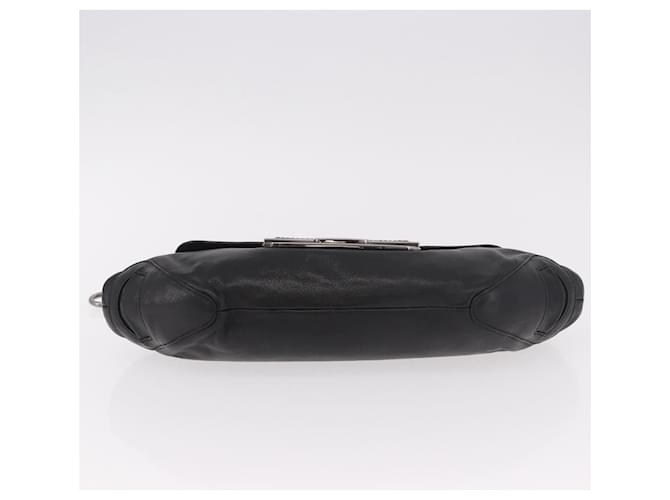 PRADA Chain Shoulder Bag Leather Black Silver - vista 5