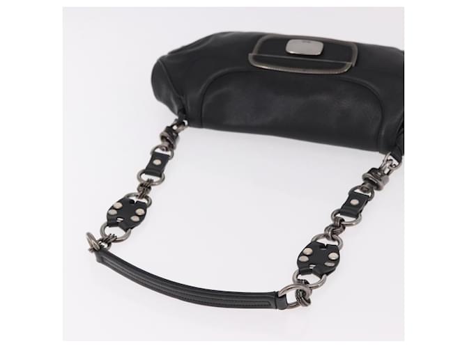 PRADA Chain Shoulder Bag Leather Black Silver - vista 7