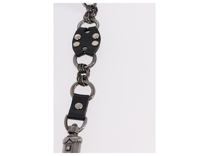 PRADA Chain Shoulder Bag Leather Black Silver - vista 8