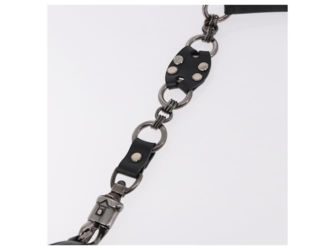 PRADA Chain Shoulder Bag Leather Black Silver - vista 9