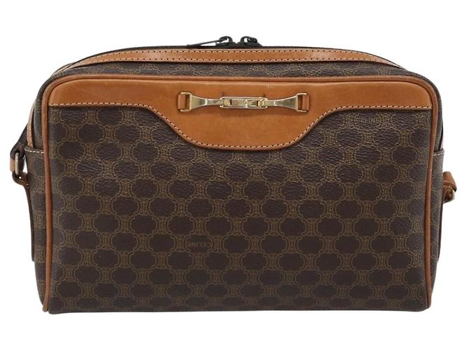 Céline CELINE Macadam Canvas Shoulder Bag PVC Leather Brown Gold - vista 13