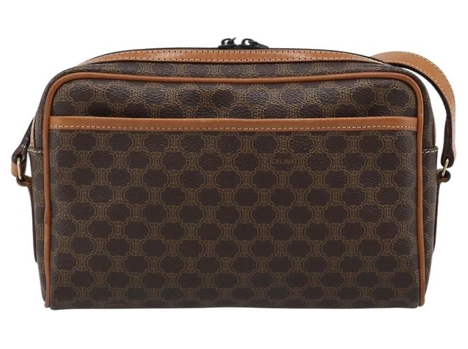 Céline CELINE Macadam Canvas Shoulder Bag PVC Leather Brown Gold - vista 2