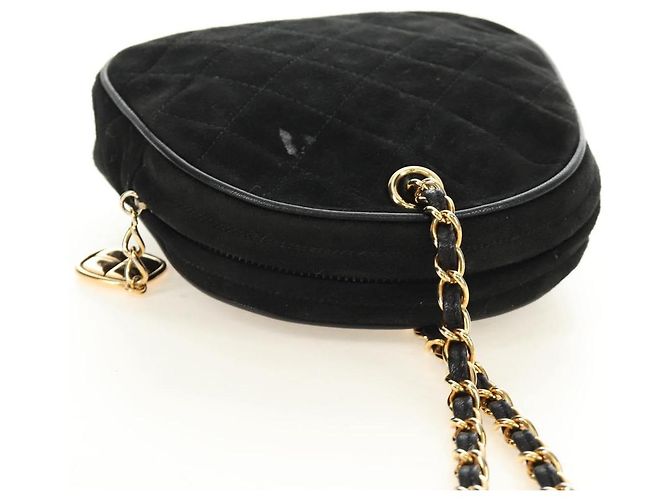 CHANEL Bolso de mano Matelassé con cadena Gamuza Negra Oro CC - vista 14