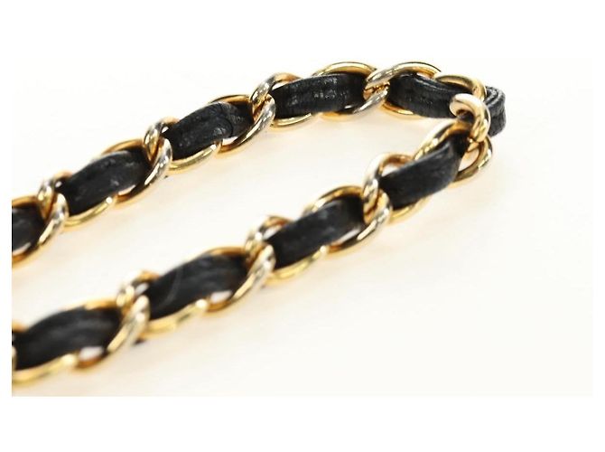 CHANEL Bolso de mano Matelassé con cadena Gamuza Negra Oro CC - vista 15