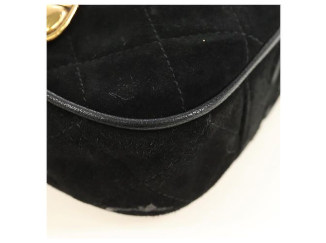 CHANEL Bolso de mano Matelassé con cadena Gamuza Negra Oro CC - vista 18