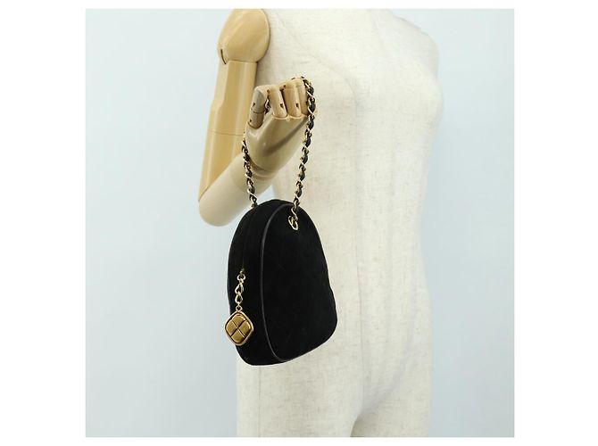 CHANEL Bolso de mano Matelassé con cadena Gamuza Negra Oro CC - vista 26