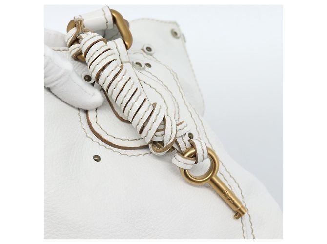 Chloé Chloe Paddington Tote Bag Leather White Gold Silver - vista 10