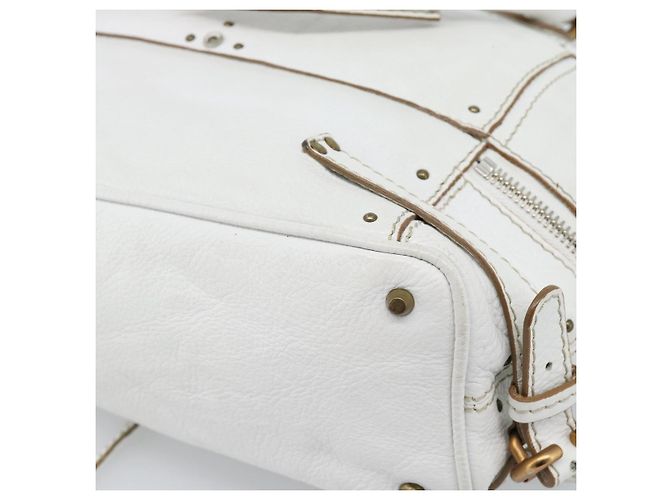 Chloé Chloe Paddington Tote Bag Leather White Gold Silver - vista 15