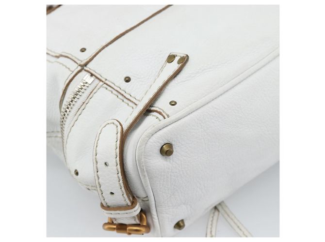 Chloé Chloe Paddington Tote Bag Leather White Gold Silver - vista 16