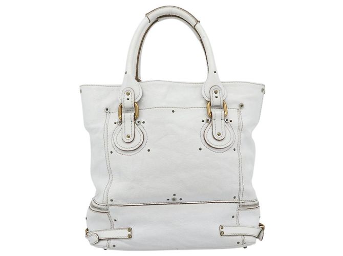 Chloé Chloe Paddington Tote Bag Leather White Gold Silver - vista 2