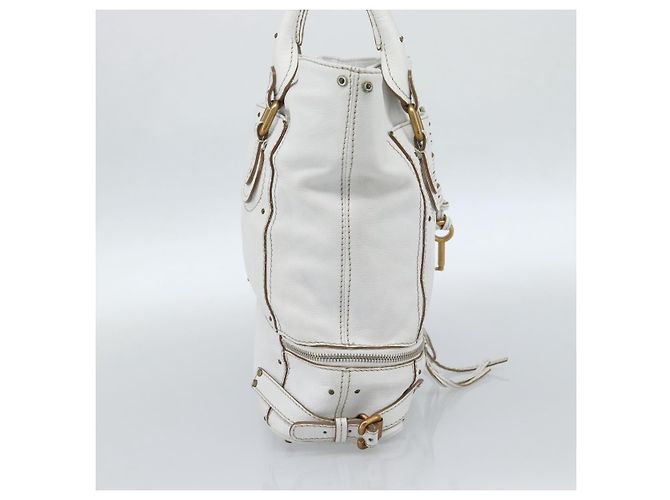 Chloé Chloe Paddington Tote Bag Leather White Gold Silver - vista 3