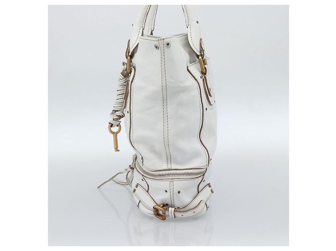 Chloé Chloe Paddington Tote Bag Leather White Gold Silver - vista 4