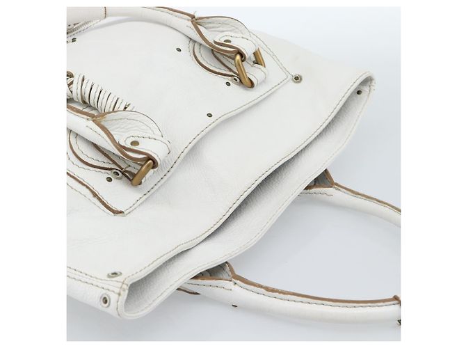 Chloé Chloe Paddington Tote Bag Leather White Gold Silver - vista 6