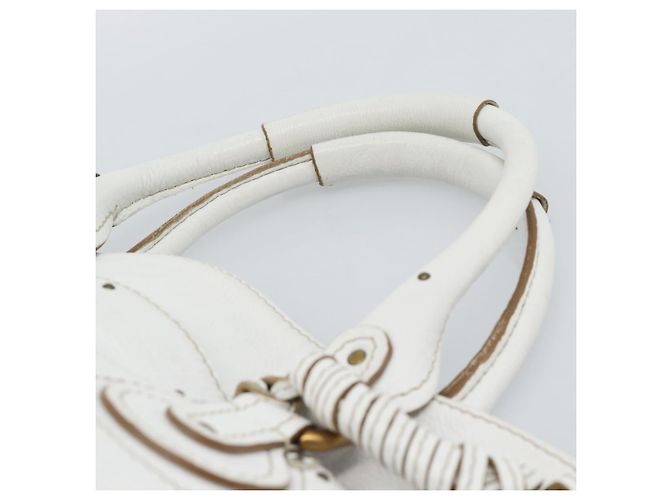 Chloé Chloe Paddington Tote Bag Leather White Gold Silver - vista 8