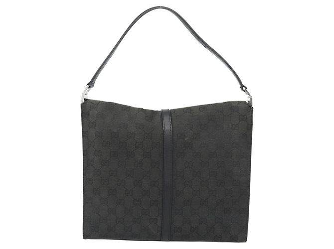 GUCCI GG Canvas Jackie Shoulder Bag Black Silver 001 3355 - vista 2