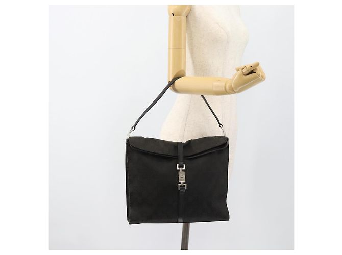 GUCCI GG Canvas Jackie Shoulder Bag Black Silver 001 3355 - vista 21