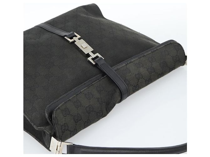 GUCCI GG Canvas Jackie Shoulder Bag Black Silver 001 3355 - vista 6