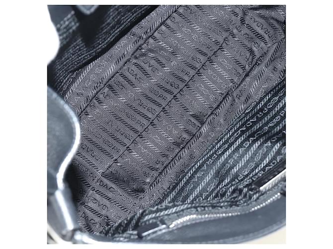 PRADA Shoulder Bag Leather Black Silver - vista 10