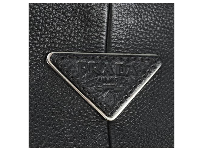 PRADA Shoulder Bag Leather Black Silver - vista 18