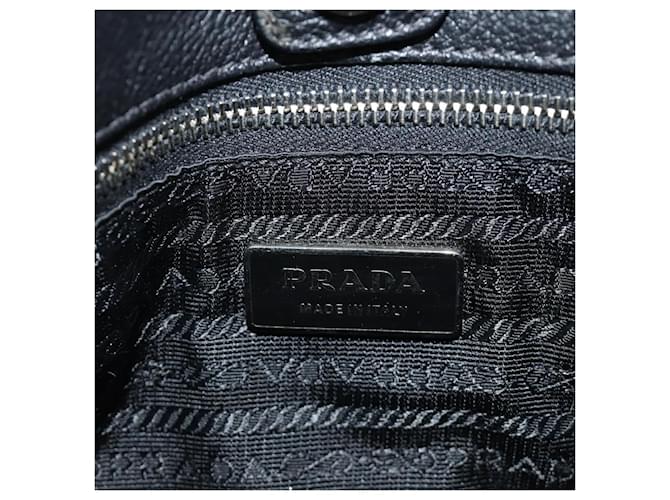 PRADA Shoulder Bag Leather Black Silver - vista 19