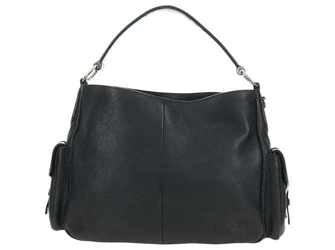 PRADA Shoulder Bag Leather Black Silver - vista 2