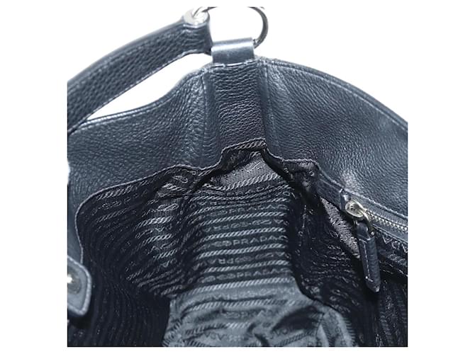 PRADA Shoulder Bag Leather Black Silver - vista 20