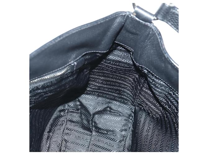 PRADA Shoulder Bag Leather Black Silver - vista 21