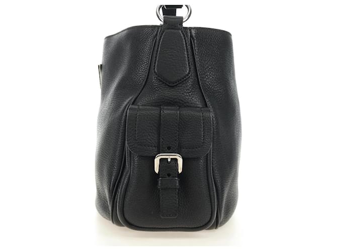 PRADA Shoulder Bag Leather Black Silver - vista 3