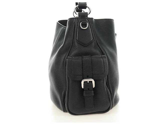 PRADA Shoulder Bag Leather Black Silver - vista 4