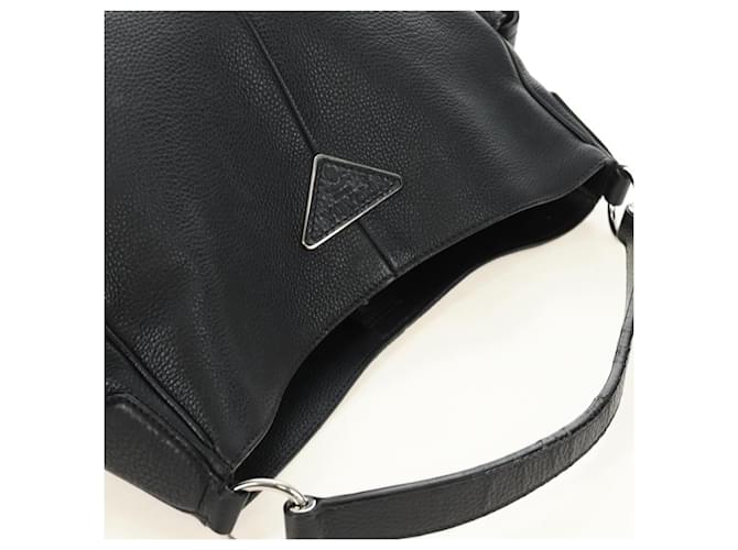 PRADA Shoulder Bag Leather Black Silver - vista 6