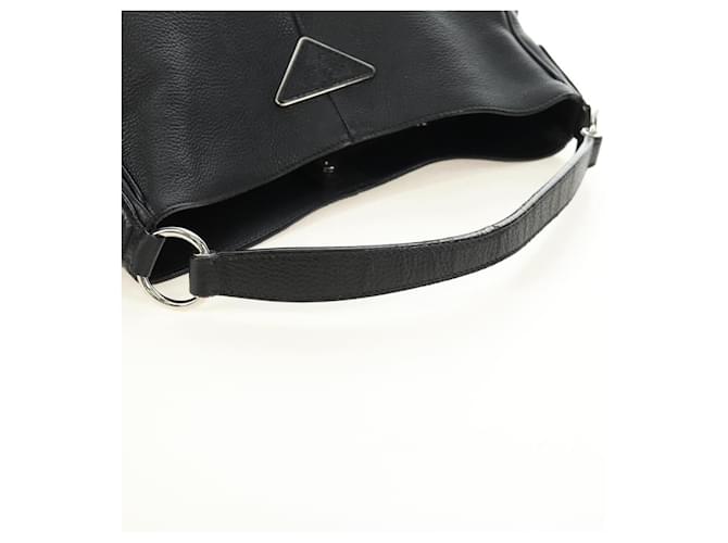 PRADA Shoulder Bag Leather Black Silver - vista 7